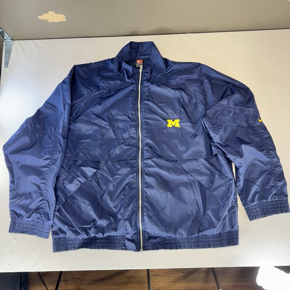 VINTAGE Team Nike Michigan Wolverines Lined Jacket Blue Full Zip‎ Mens XXL 2XL